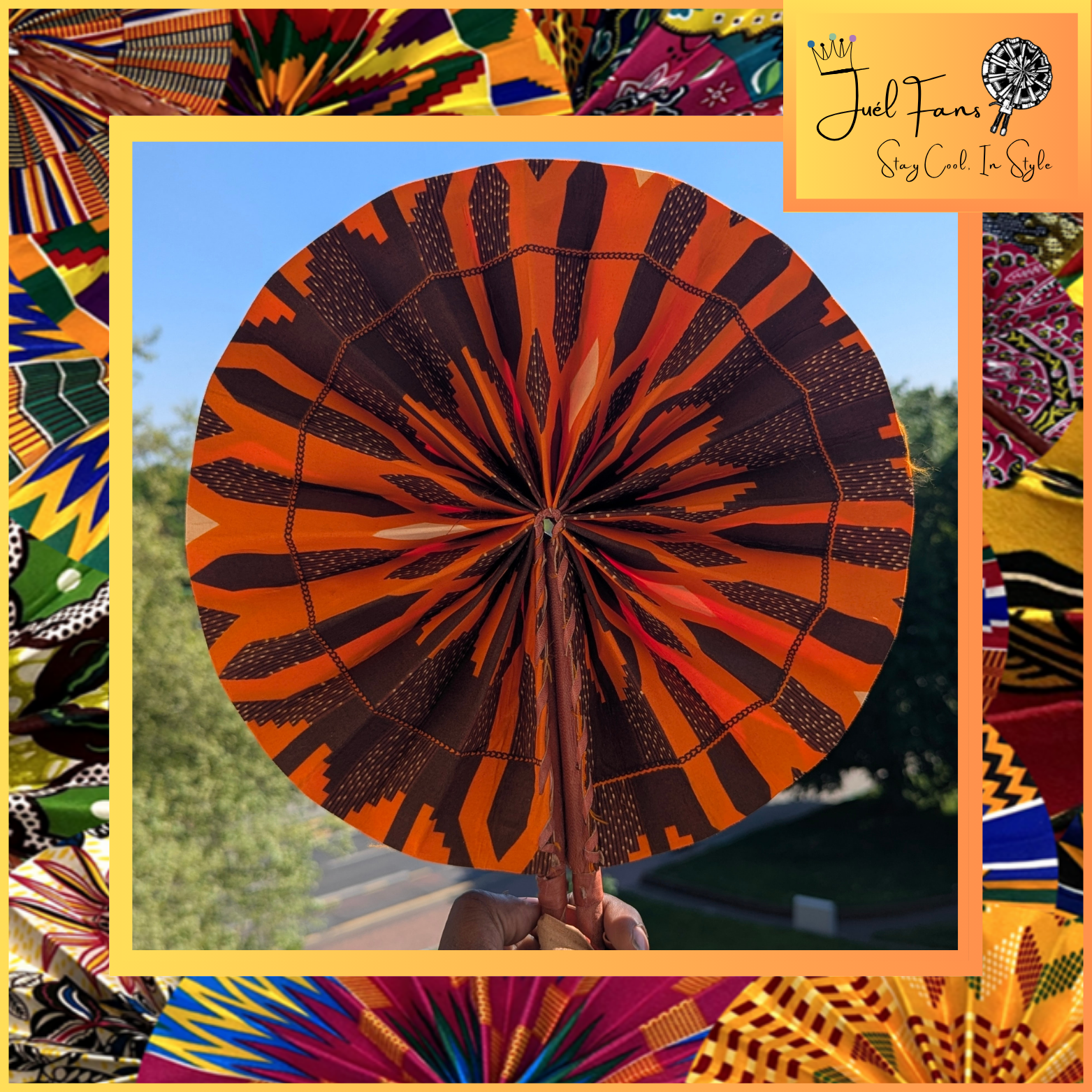 Handmade African print foldable fan 